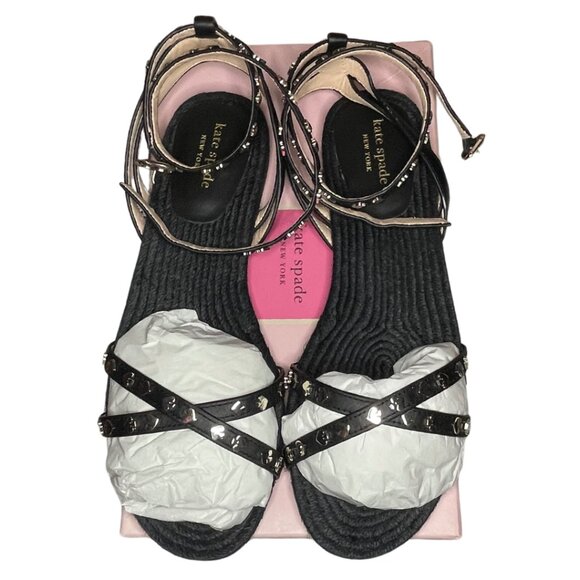 🆕 Kate Spade New York Mai Tai Flat Sandals Black Size 9.5 New In Box - Picture 4 of 7